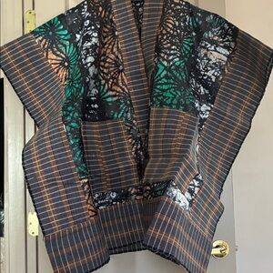Patchwork Kimono Jacket in Black, Green & Brown